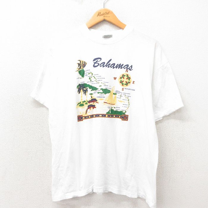 L★古着 半袖 ビンテージ Tシャツ メンズ 00年代 00s バハマ コットン クルーネック 白 ホワイト 25may13 中古