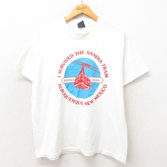 XL★古着 半袖 ビンテージ Tシャツ メンズ 90年代 90s ケーブルカー クルーネック 白 ホワイト 25may13 中古