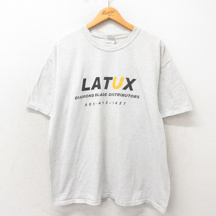 XL★古着 半袖 ビンテージ Tシャツ メンズ 00年代 00s LATUX クルーネック グレー 霜降り 25may13 中古