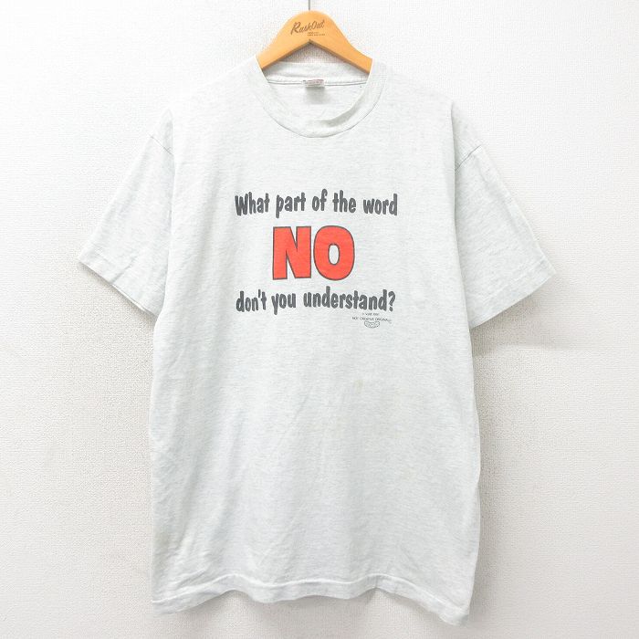 XL★古着 フルーツオブザルーム 半袖 ビンテージ Tシャツ メンズ 90年代 90s NO クルーネック USA製 グレー 霜降り 25may13 中古