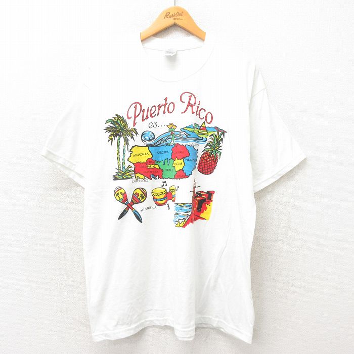 XL★古着 半袖 ビンテージ Tシャツ メンズ 00年代 00s プエルトリコ 大きいサイズ クルーネック 白 ホワイト 25may13 中古