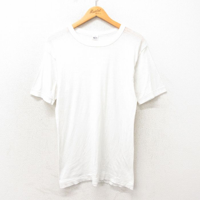 L★古着 半袖 ビンテージ Tシャツ メンズ 80年代 80s 無地 クルーネック 白 ホワイト 25may13 中古