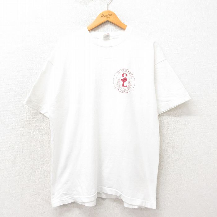 XL★古着 フルーツオブザルーム 半袖 ビンテージ Tシャツ メンズ 90年代 90s SL 大きいサイズ コットン クルーネック USA製 白 ホワイト 25may13 中古