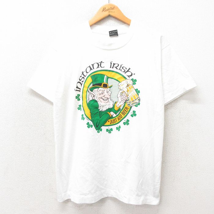 L★古着 フルーツオブザルーム 半袖 ビンテージ Tシャツ メンズ 90年代 90s アイリッシュ クルーネック USA製 白 ホワイト 25may14 中古