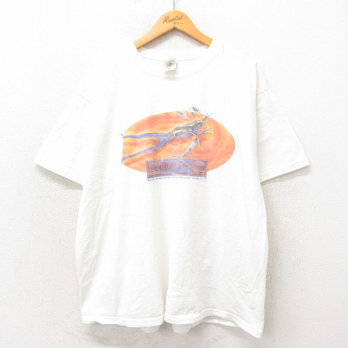 XL★古着 フルーツオブザルーム 半袖 ビンテージ Tシャツ メンズ 00年代 00s カエル 企業広告 大きいサイズ コットン クルーネック 白 ホワイト 25may14 中古