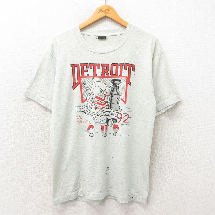 L★古着 スクリーンスターズ 半袖 ビンテージ Tシャツ メンズ 90年代 90s タコ クルーネック USA製 グレー 霜降り 25may14 中古