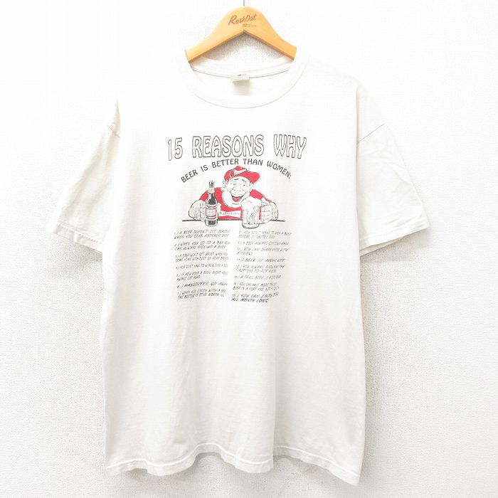 【50%OFF】XL★古着 半袖 ビンテージ Tシャツ メンズ 00年代 00s 15 REASONS コットン クルーネック 白 ホワイト 25may14 中古