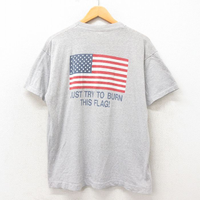 【50%OFF】XL★古着 スクリーンスターズ 半袖 ビンテージ Tシャツ メンズ 80年代 80s 星条旗 USA製　グレー 霜降り 25may14 中古