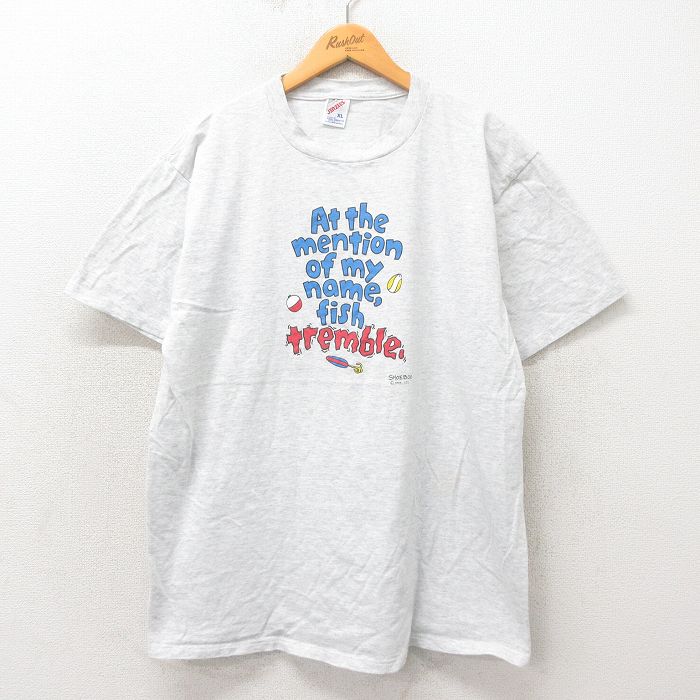 XL★古着 ジャージーズ 半袖 ビンテージ Tシャツ メンズ 90年代 90s メッセージ クルーネック USA製 グレー 霜降り 25may14 中古