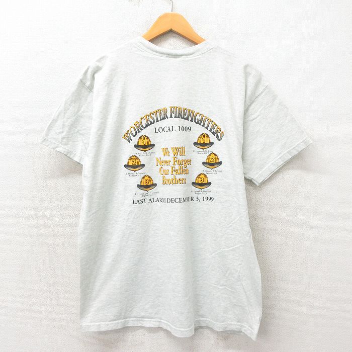 XL★古着 フルーツオブザルーム 半袖 ビンテージ Tシャツ メンズ 90年代 90s ラストアラーム クルーネック グレー 霜降り 25may14 中古