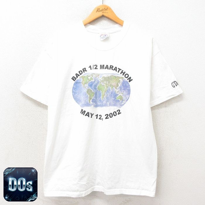 【50%OFF】ヘインズ 00s 半袖Tシャツ 地球 ホワイト L | 古着