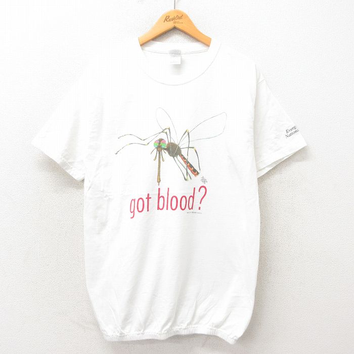 L★古着 半袖 ビンテージ Tシャツ メンズ 90年代 90s トンボ コットン クルーネック 白 ホワイト 25may14 中古