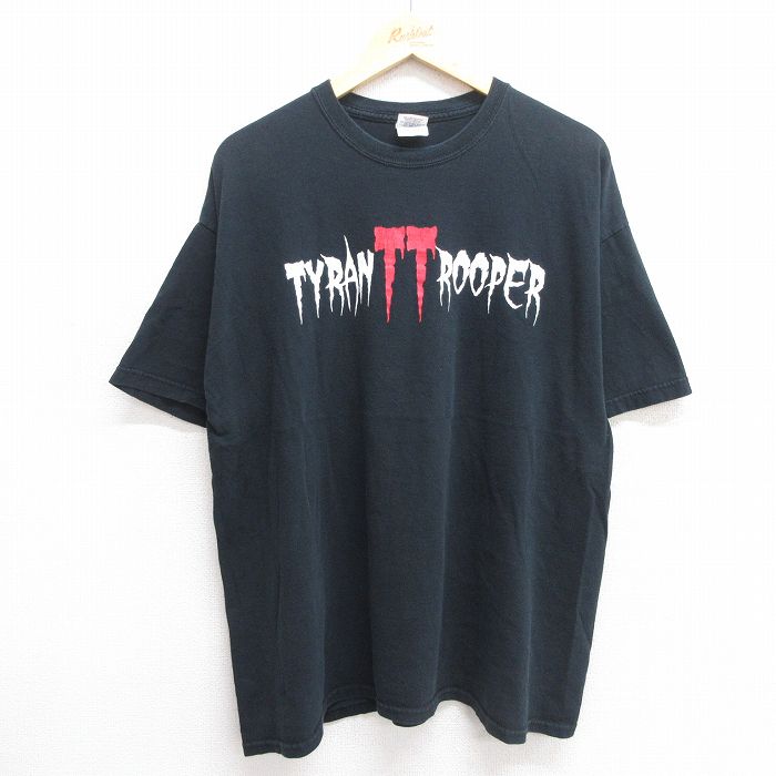 XL★古着 半袖 ビンテージ Tシャツ メンズ 00年代 00s TYRANT TROOPER コットン クルーネック 黒 ブラック 【spe】 25may14 中古
