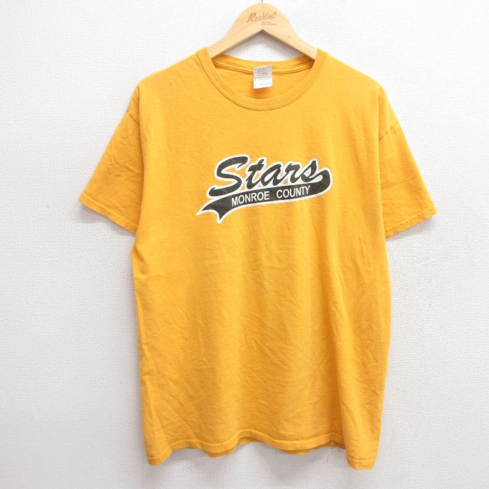 【20%OFF】L★古着 半袖 ビンテージ Tシャツ メンズ 00年代 00s Stars コットン クルーネック 黄 イエロー 25may14 中古