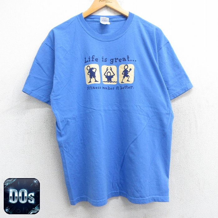 【50%OFF】00s 半袖Tシャツ 棒人間 ブルー L | 古着
