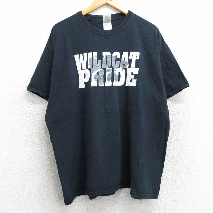 XL★古着 半袖 ビンテージ Tシャツ メンズ 00年代 00s ワイルドキャット コットン クルーネック 黒 ブラック 25may14 中古