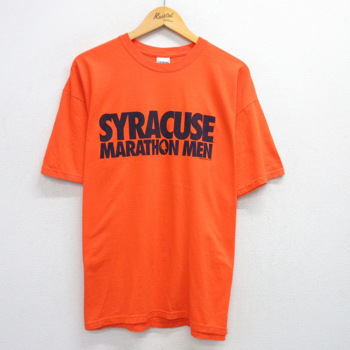 XL★古着 半袖 ビンテージ Tシャツ メンズ 00年代 00s シラキュース マラソン 大きいサイズ コットン クルーネック オレンジ 25may15 中古