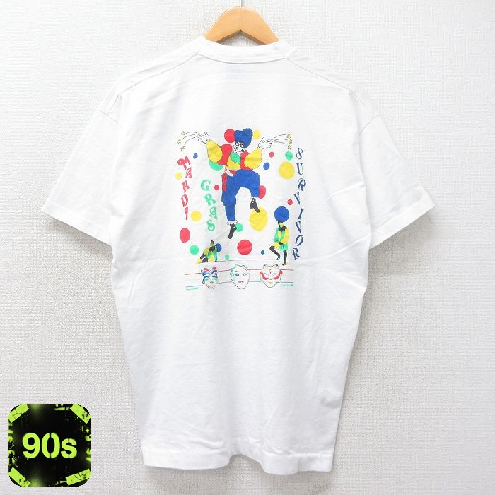 【50%OFF】フルーツオブザルーム 90s 半袖Tシャツ マルディグラピエロ ホワイト XL | 古着