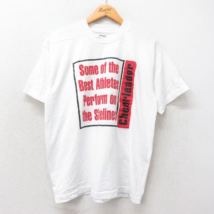 L★古着 フルーツオブザルーム 半袖 ビンテージ Tシャツ メンズ 90年代 90s チアリーダー クルーネック 白 ホワイト 25may16 中古