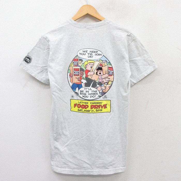 M★古着 半袖 Tシャツ メンズ 子ども 胸ポケット付き コットン クルーネック 薄グレー 霜降り 25may16 中古