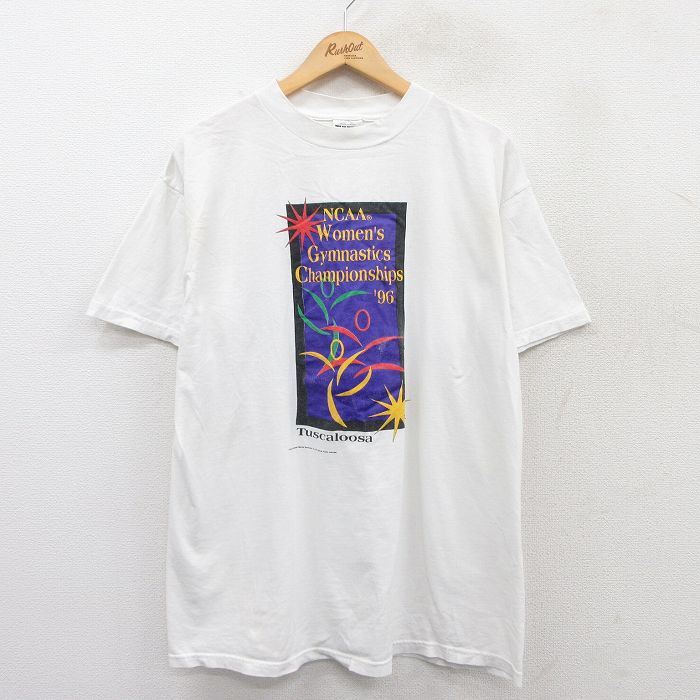 XL★古着 TULTEX 半袖 ビンテージ Tシャツ メンズ 90年代 90s NCAA チャンピオンシップ コットン クルーネック 白 ホワイト 25may16 中古