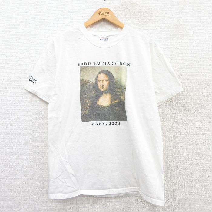 L★古着 ヘインズ Hanes 半袖 ビンテージ Tシャツ メンズ 00年代 00s モナリザ コットン クルーネック 白 ホワイト 25may16 中古