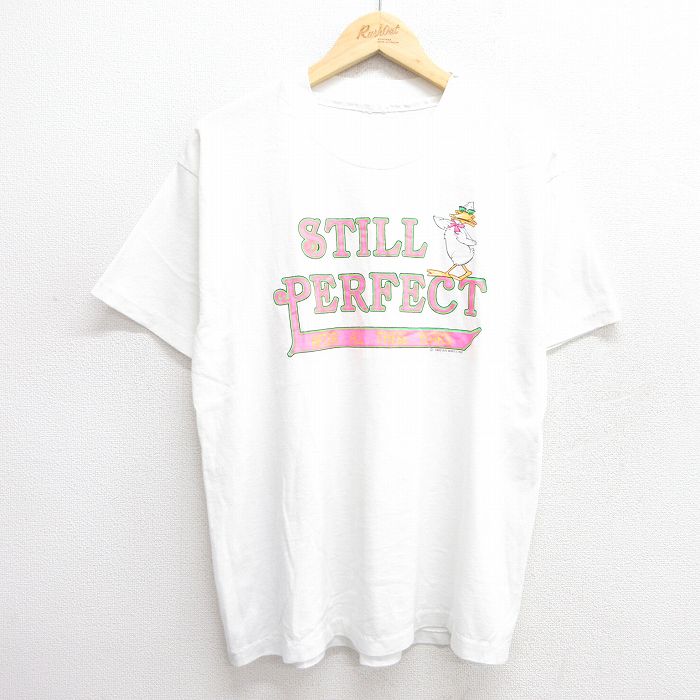 L★古着 半袖 ビンテージ Tシャツ メンズ 80年代 80s 鳥 STILL PERFECT クルーネック 白 ホワイト 25may16 中古