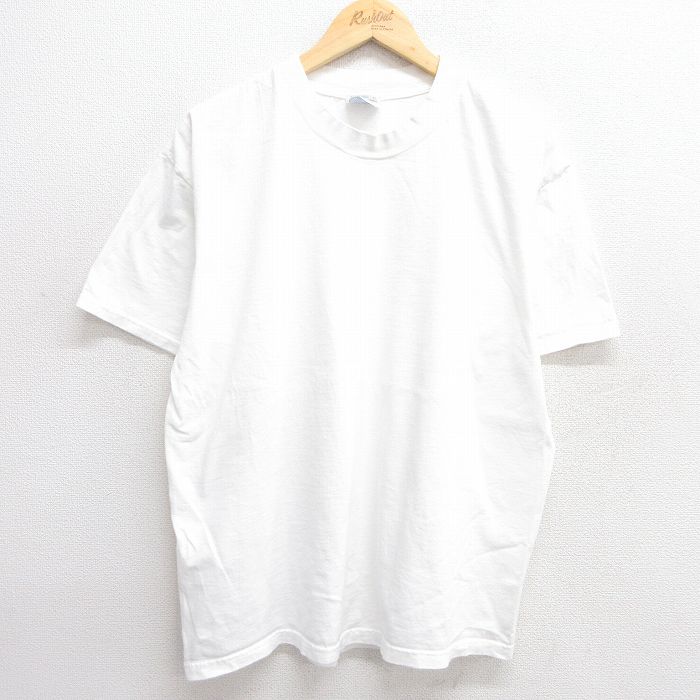 XL★古着 ヘインズ Hanes 半袖 ビンテージ Tシャツ メンズ 00年代 00s 無地 コットン クルーネック 白 ホワイト 25may16 中古