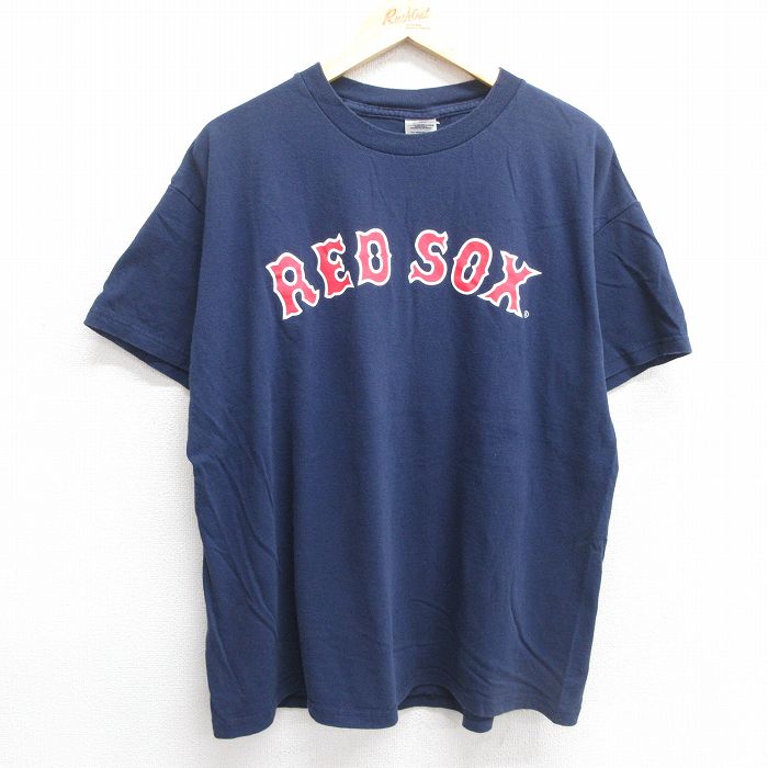 XL★古着 半袖 ビンテージ Tシャツ メンズ 00年代 00s MLB ボストンレッドソックス ジャコビーエルズベリー 46 コットン クルーネック 紺 ネイビー メジャーリーグ ベースボール 野球 25may16 中古
