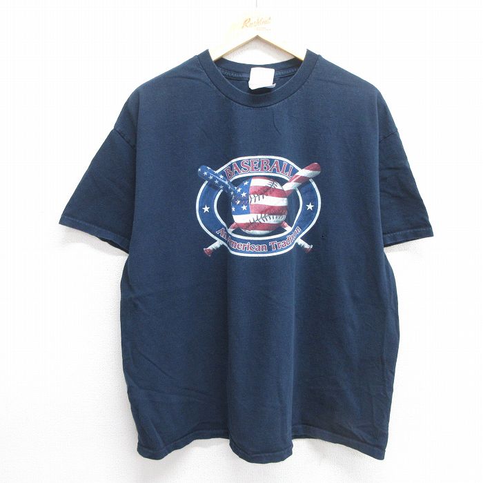 00s 半袖Tシャツ ベースボール ネイビー XL | 古着