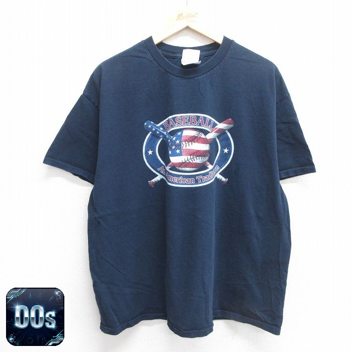 【50%OFF】00s 半袖Tシャツ ベースボール ネイビー XL | 古着