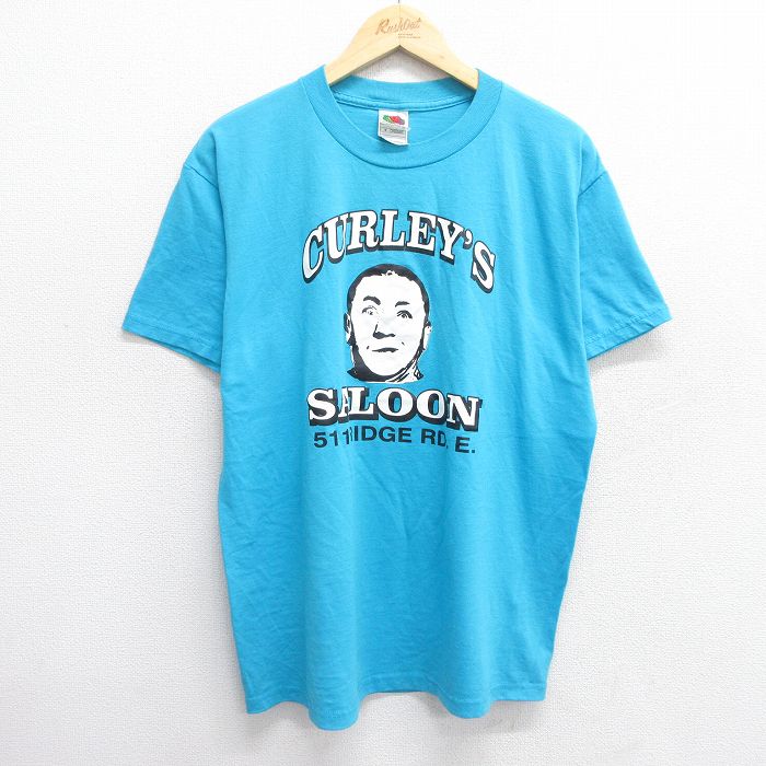 【50%OFF】L★古着 フルーツオブザルーム 半袖 ビンテージ Tシャツ メンズ 00年代 00s 男性 CURLEYS クルーネック 水色 【spe】 25may16 中古