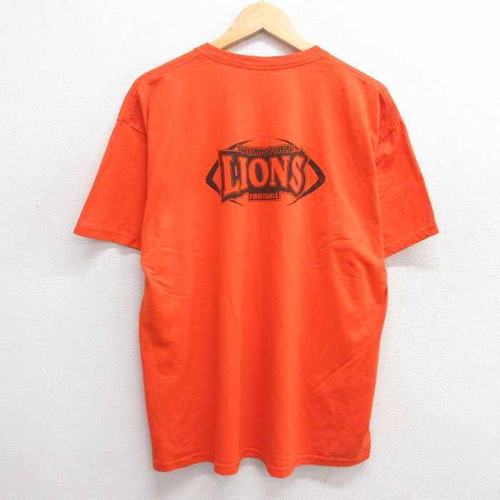 XL★古着 ジャージーズ 半袖 ビンテージ Tシャツ メンズ 00年代 00s ウェルズビルライオンズ フットボール クルーネック オレンジ 25may16 中古