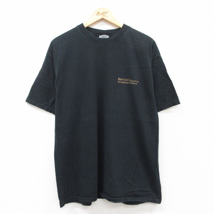 【50%OFF】XL★古着 半袖 ビンテージ Tシャツ メンズ 00年代 00s Barcelo プレミアム コットン クルーネック 黒 ブラック 25may17 中古