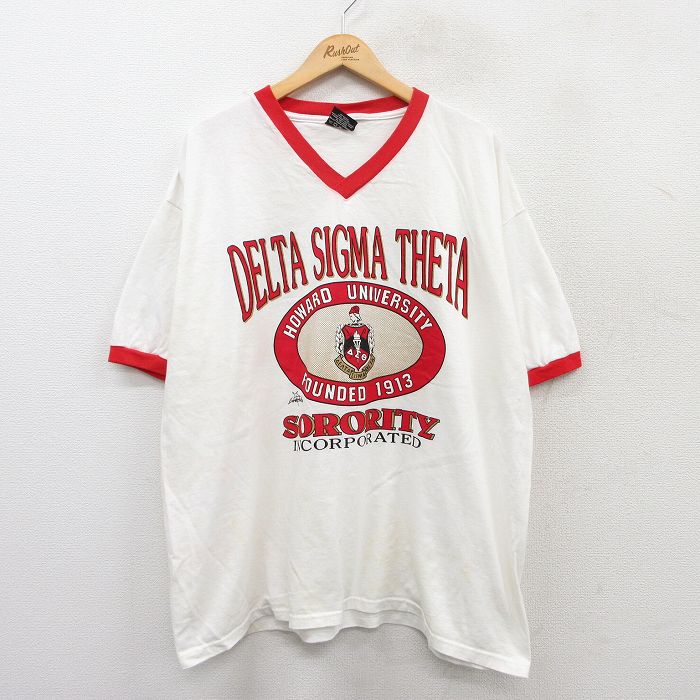 90s 半袖Tシャツ デルタシグマハワードカレッジ ホワイト XL | 古着