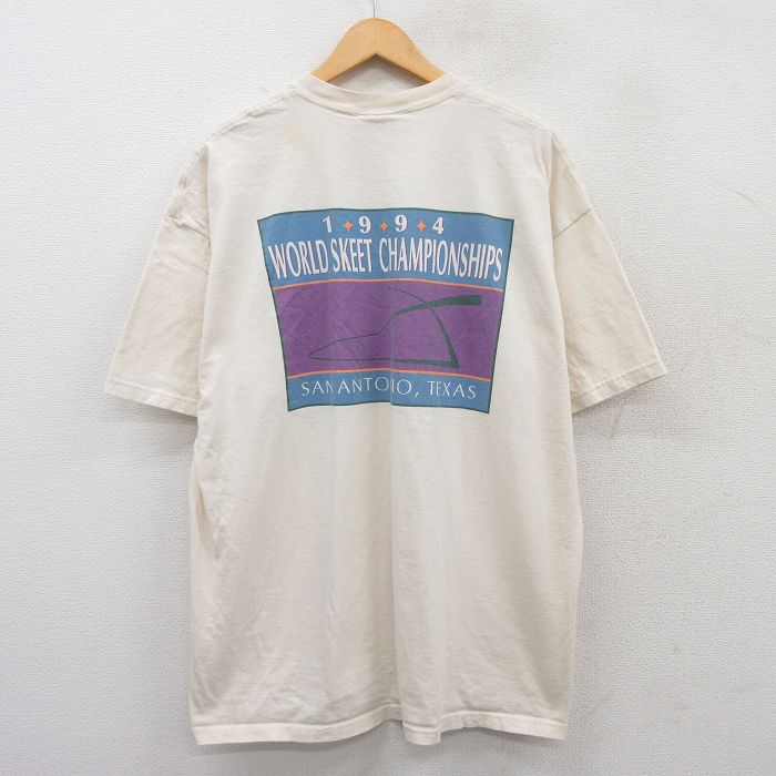 XL★古着 リー Lee 半袖 ビンテージ Tシャツ メンズ 90年代 90s ワールド スケート チャンピオンシップ 大きいサイズ コットン クルーネック USA製 生成り 25may19 中古