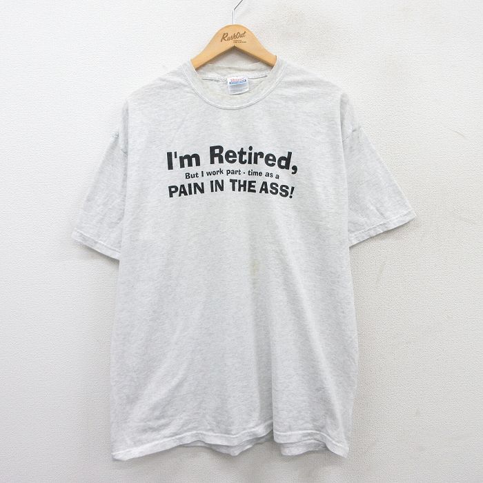 ヘインズ 00s 半袖Tシャツ Retired グレー XL | 古着