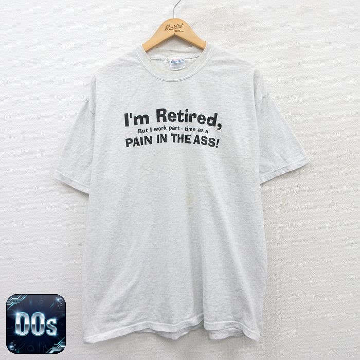 【50%OFF】ヘインズ 00s 半袖Tシャツ Retired グレー XL | 古着
