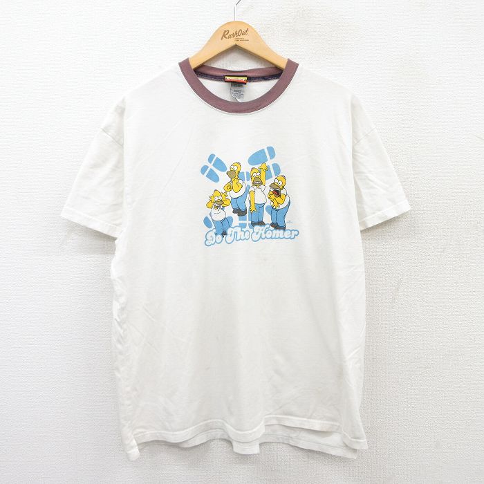 XL★古着 半袖 ビンテージ Tシャツ メンズ 00年代 00s シンプソンズ コットン クルーネック 白 ホワイト 25may19 中古