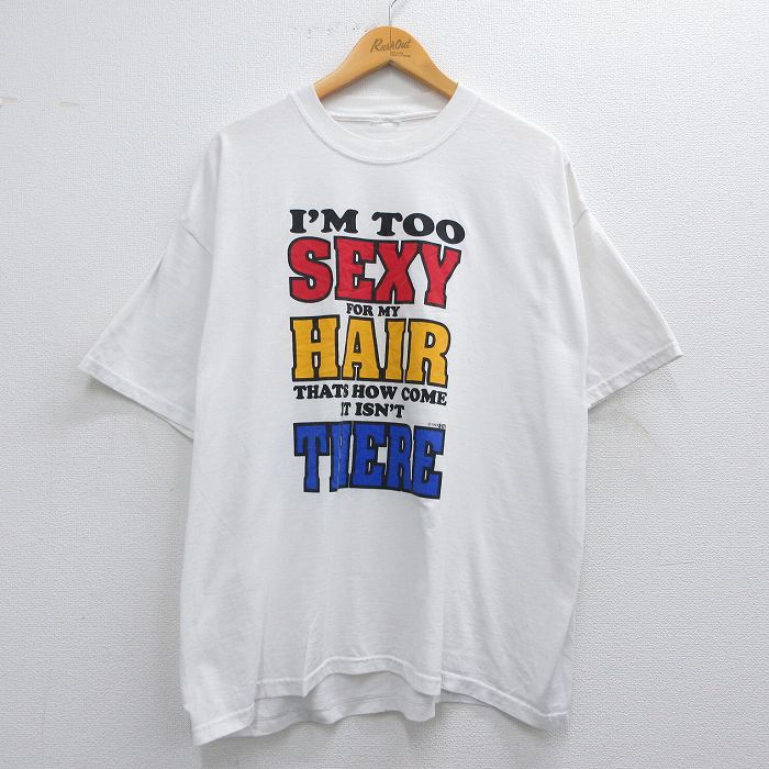 XL★古着 半袖 ビンテージ Tシャツ メンズ 90年代 90s SEXY HAIR THERE 大きいサイズ クルーネック 白 ホワイト 25may19 中古