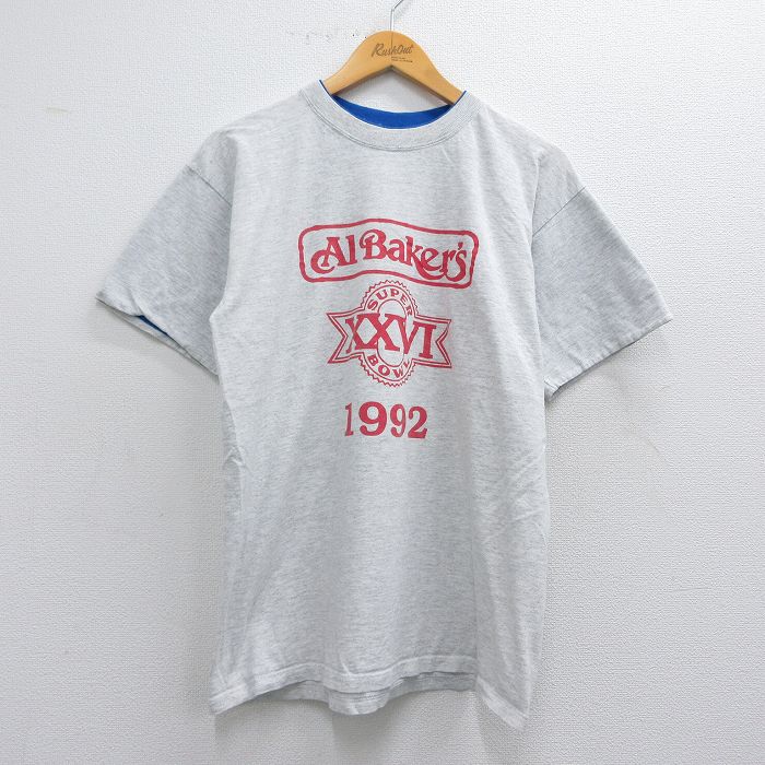 L★古着 半袖 ビンテージ Tシャツ メンズ 90年代 90s Al Bakers クルーネック 薄グレー 霜降り 25may19 中古