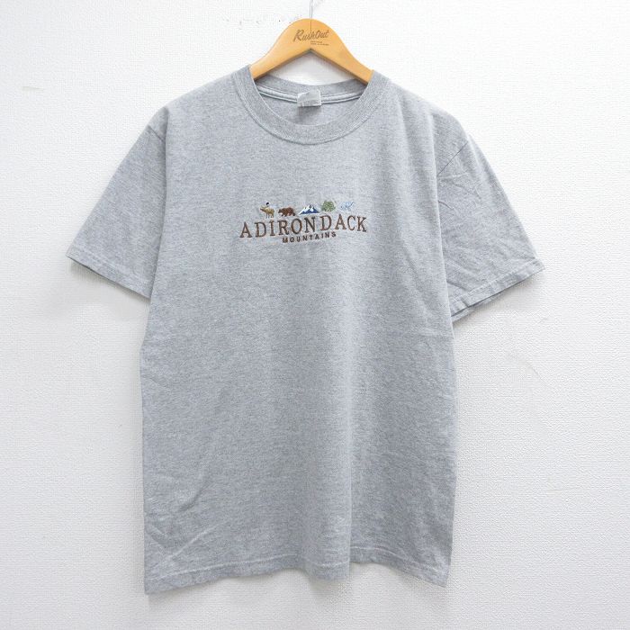 L★古着 半袖 ビンテージ Tシャツ メンズ 00年代 00s アディロンダック クルーネック グレー 霜降り 25may19 中古