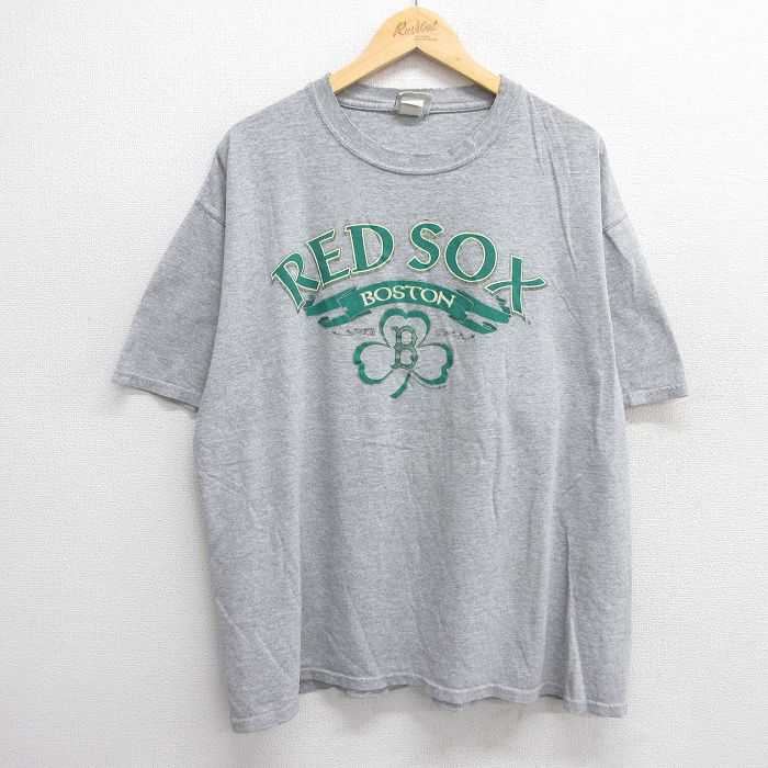 XL★古着 リー Lee 半袖 ビンテージ Tシャツ メンズ 00年代 00s MLB ボストンレッドソックス 大きいサイズ クルーネック グレー 霜降り メジャーリーグ ベースボール 野球 25may19 中古