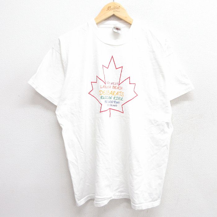 【50%OFF】XL★古着 フルーツオブザルーム 半袖 ビンテージ Tシャツ メンズ キーウェスト デスバラツ コットン クルーネック カナダ製 白 ホワイト 25may19 中古