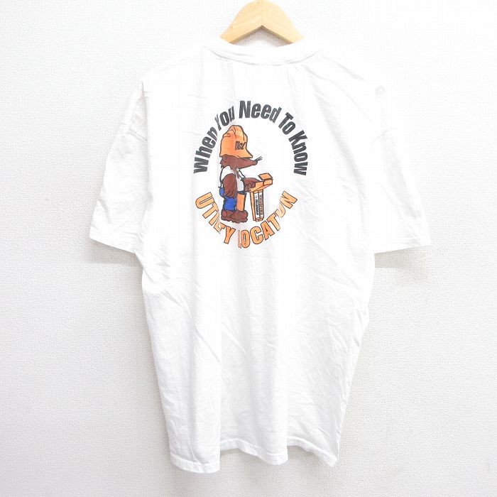 XL★古着 ヘインズ Hanes 半袖 ビンテージ Tシャツ メンズ 00年代 00s モグラ VERIFIER 大きいサイズ コットン クルーネック 白 ホワイト 25may19 中古