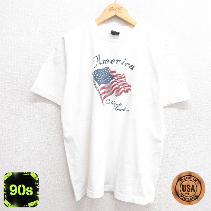 【50%OFF】90s 半袖Tシャツ 星条旗 ホワイト XL | 古着