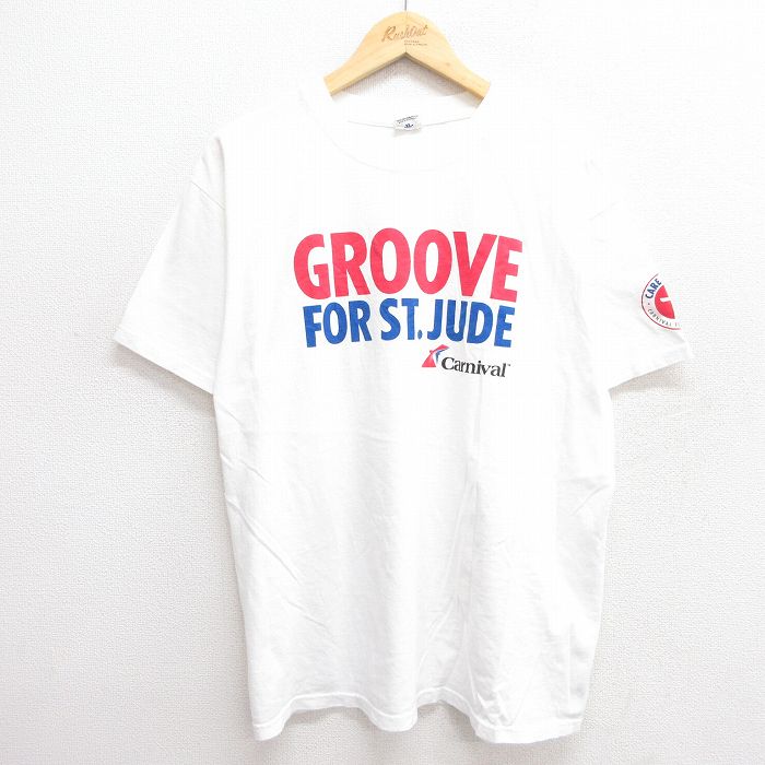 XL★古着 半袖 ビンテージ Tシャツ メンズ 00年代 00s GROOVE コットン クルーネック 白 ホワイト 25may19 中古