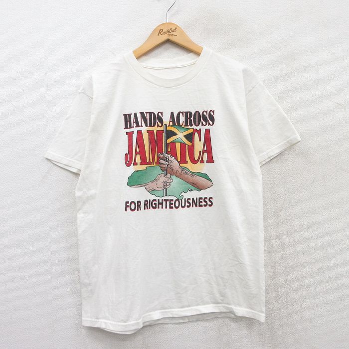 L★古着 半袖 ビンテージ Tシャツ メンズ 00年代 00s ジャマイカ クルーネック 白 ホワイト 25may19 中古