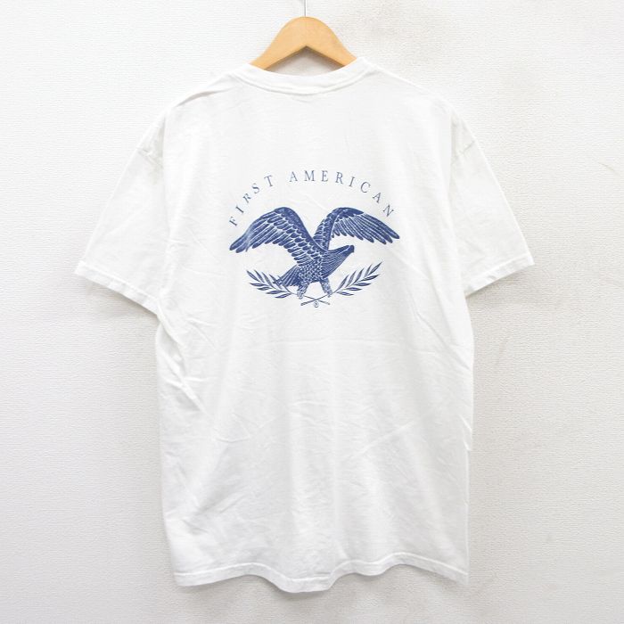 L★古着 ヘインズ Hanes 半袖 ビンテージ Tシャツ メンズ 00年代 00s 鳥 星条旗 コットン クルーネック 白 ホワイト 25may19 中古