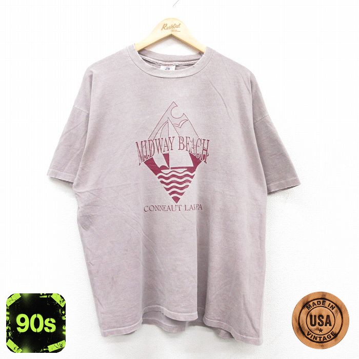 【50%OFF】90s 半袖Tシャツ ミッドウェイビーチ パープル XL | 古着